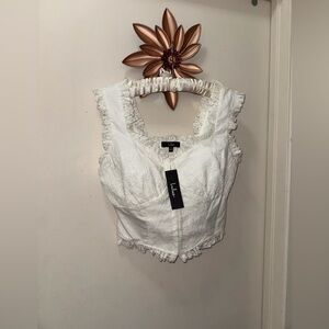 Lulu's Ivory Lace Sleeveless Top